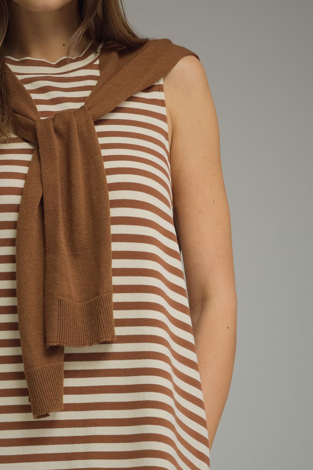 D32703 Sweater Overlay Detail Mini Dress