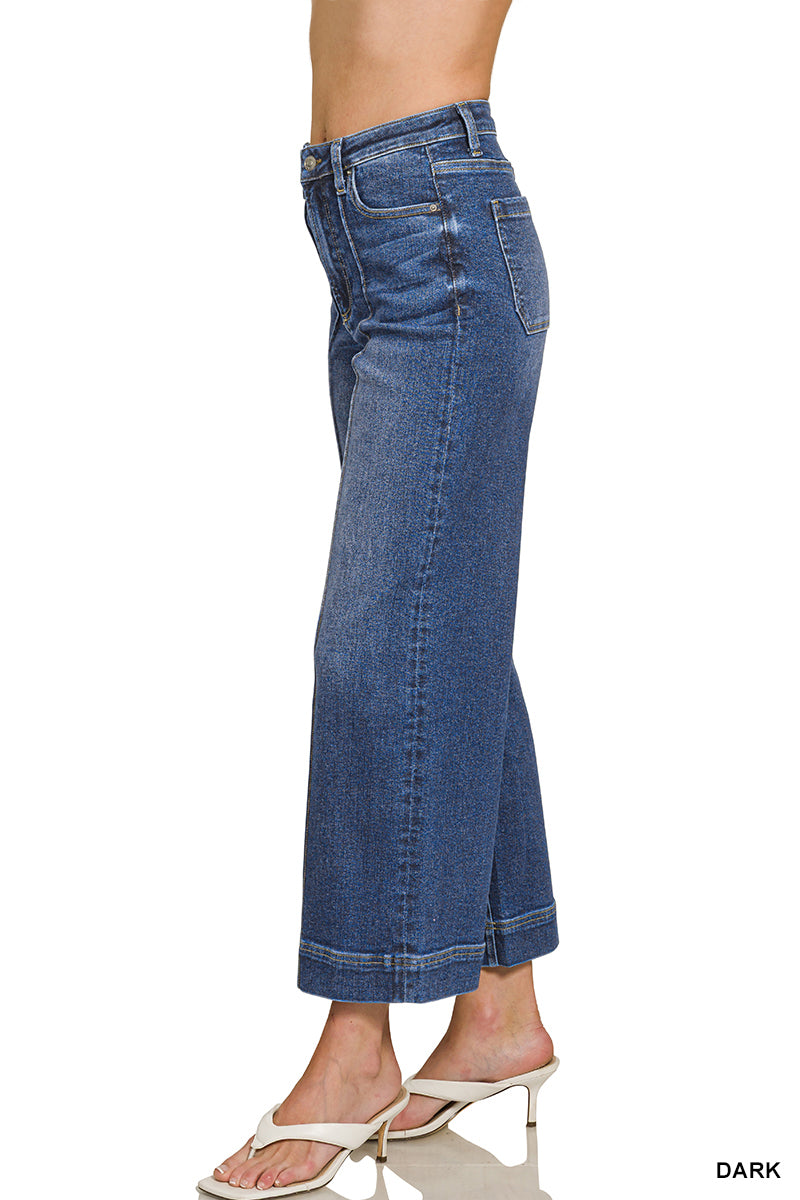 DYP-9558DD Wide Leg Pintuck Denim Jeans