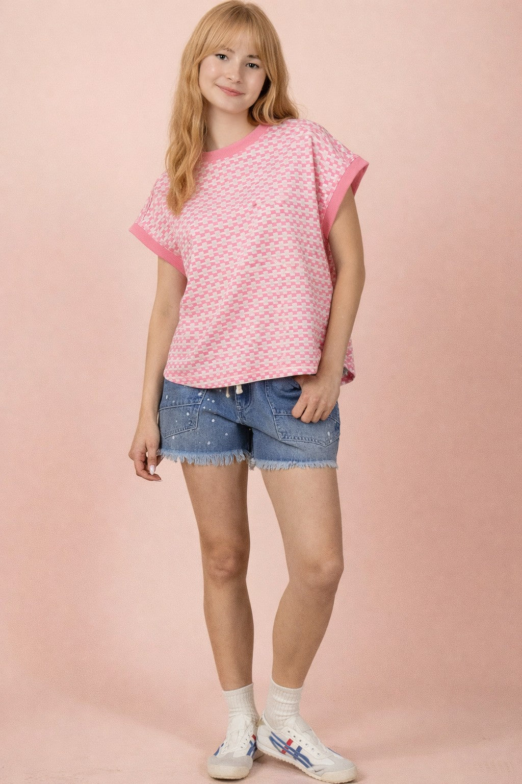 NT12607 Textured Casual Top