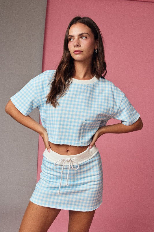 PX17902-4 Gingham Cropped Skort Set