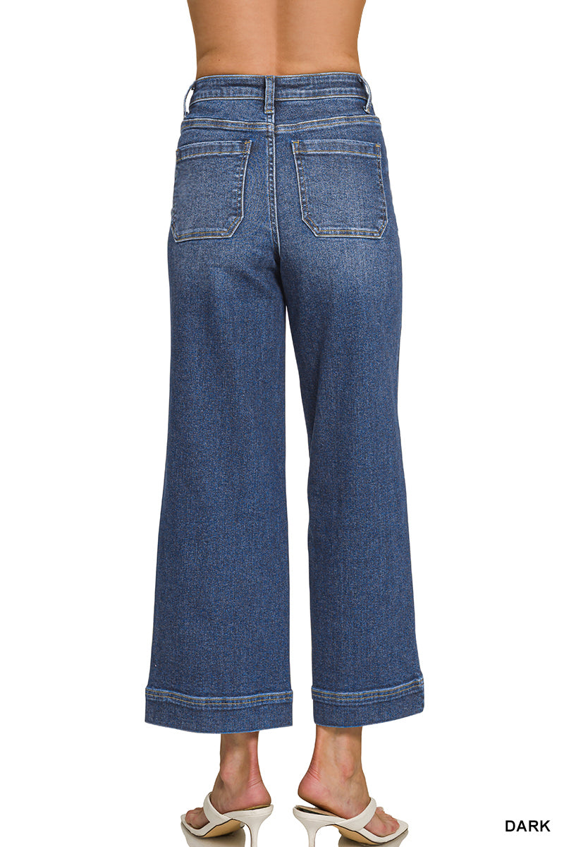 DYP-9558DD Wide Leg Pintuck Denim Jeans
