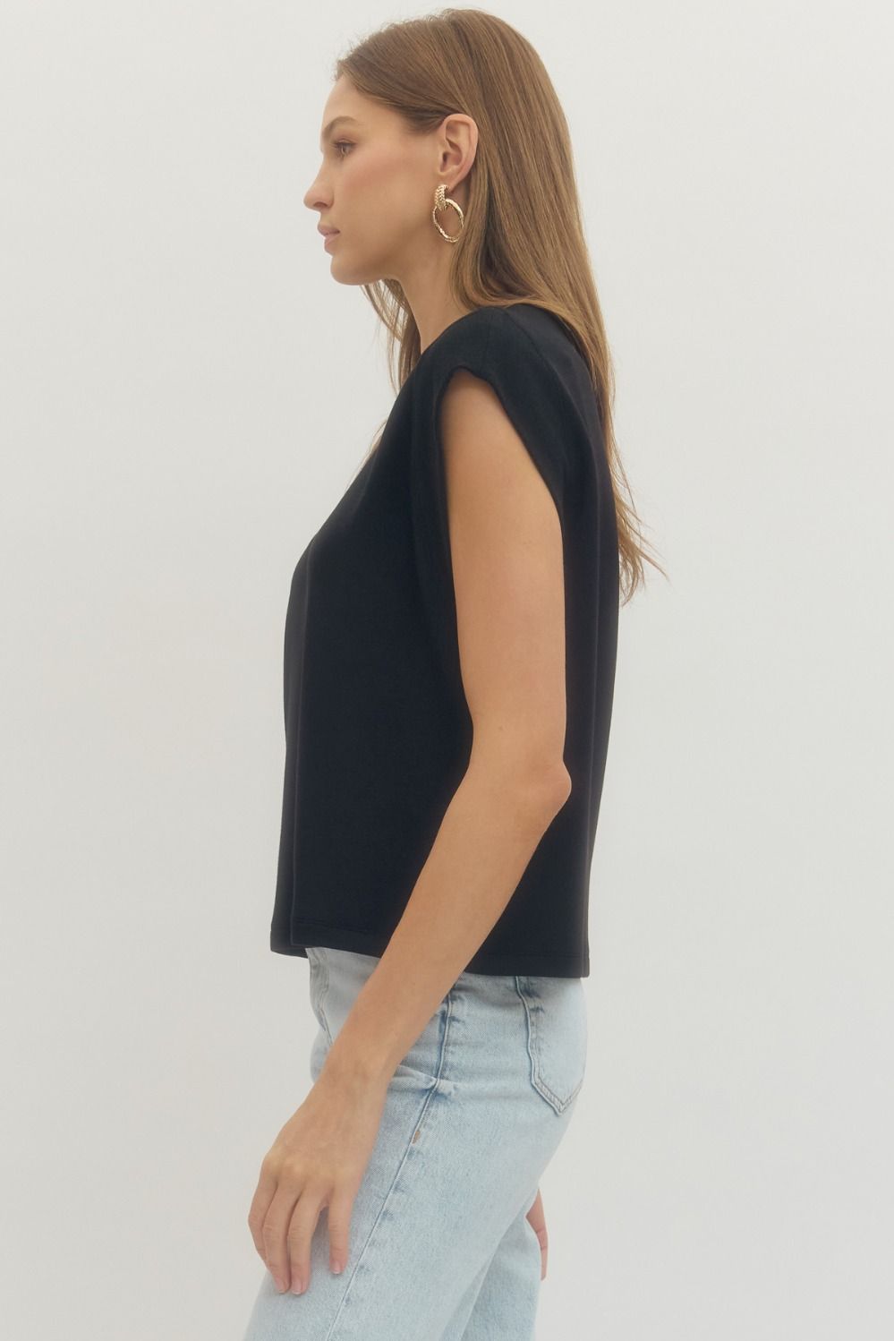 T28380 Solid Cap Sleeve Top