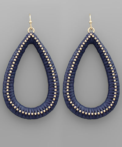 EP41869 Raffia Metal Teardrop Earrings