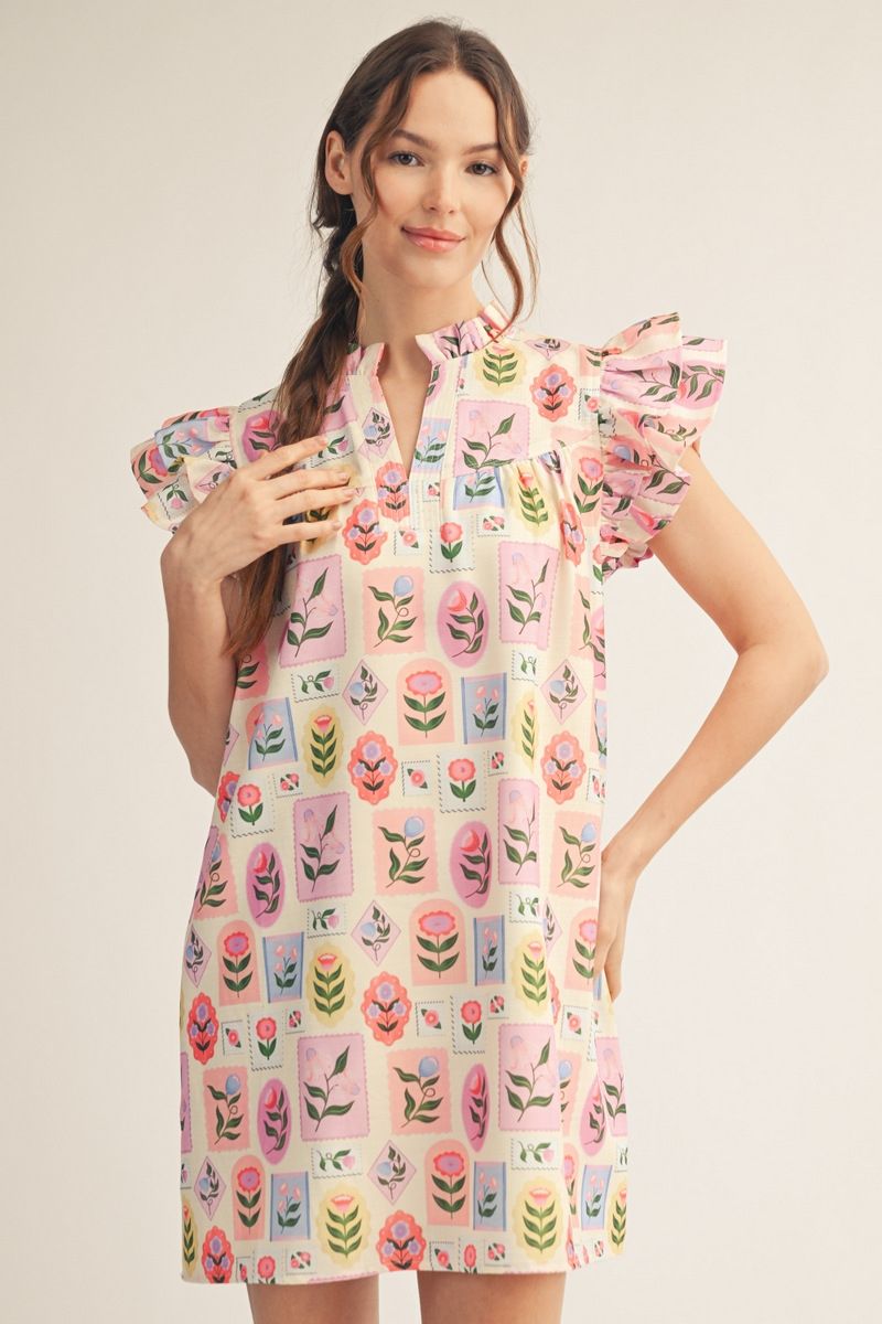 G15722 Floral Shift Dress