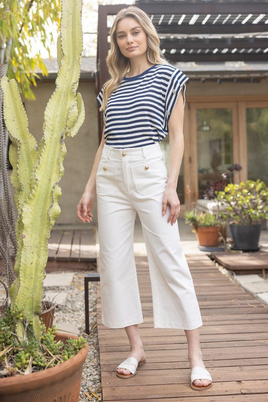 32551 Gold Button Detailed Pants