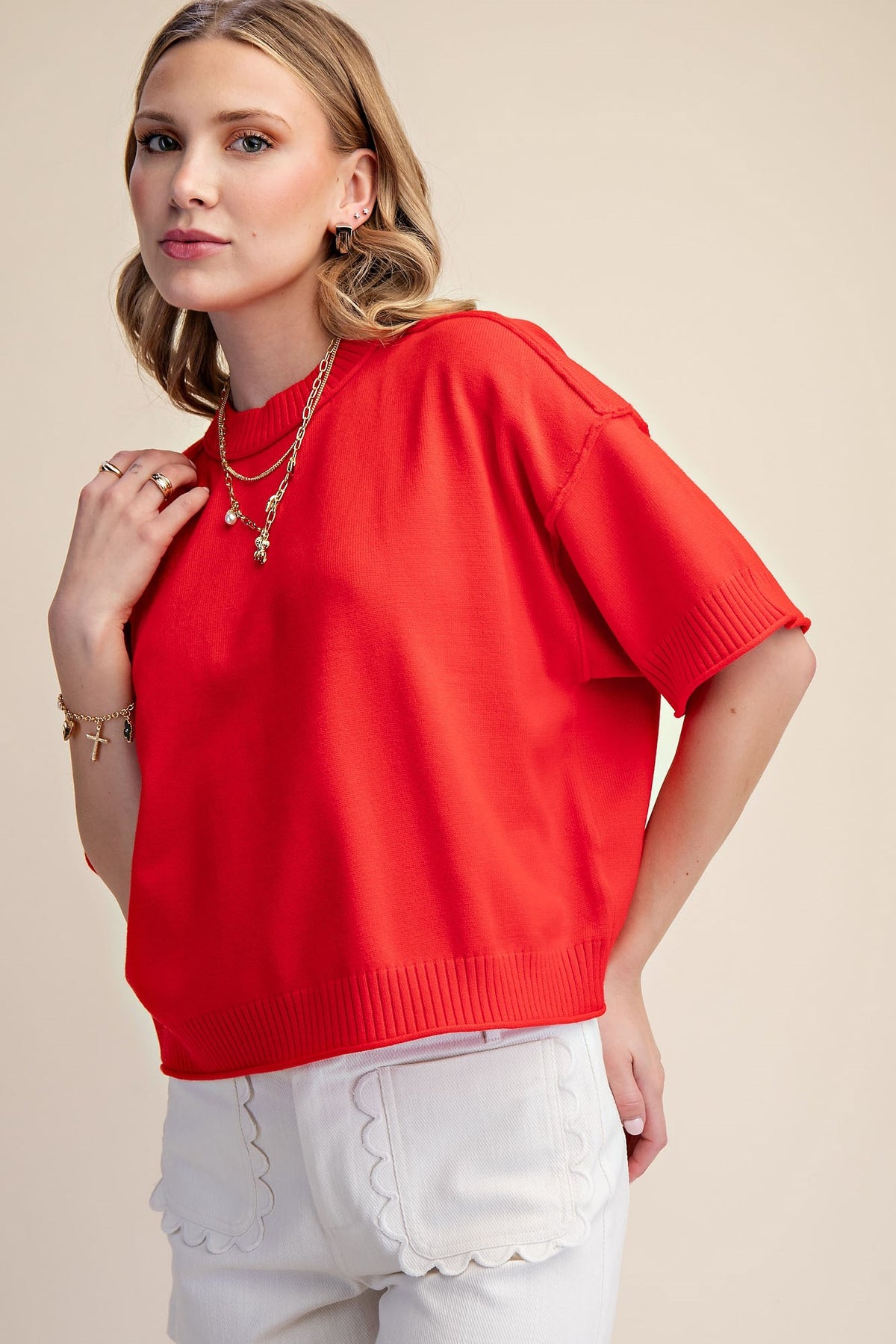 GSW9968 Elbow Length Sweater Top
