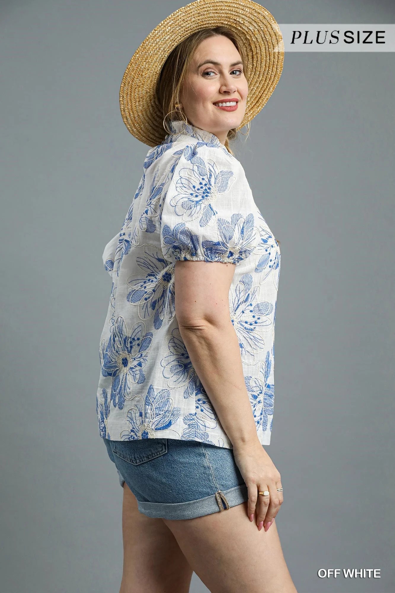 WK0168 Curvy Chic Floral Embroidered Top