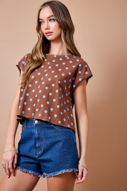 A4756 Polka Dot Back Cutout Detail Top