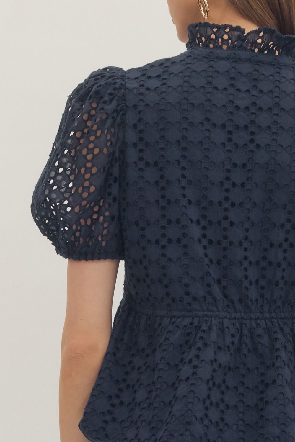 T30420 Short Sleeve Eyelet Top
