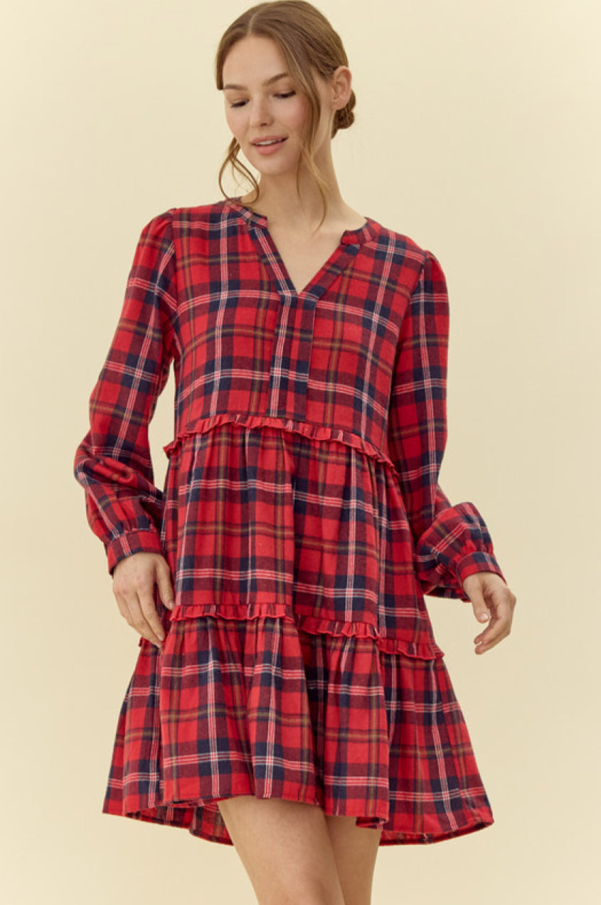 H11364 Check Print Dress