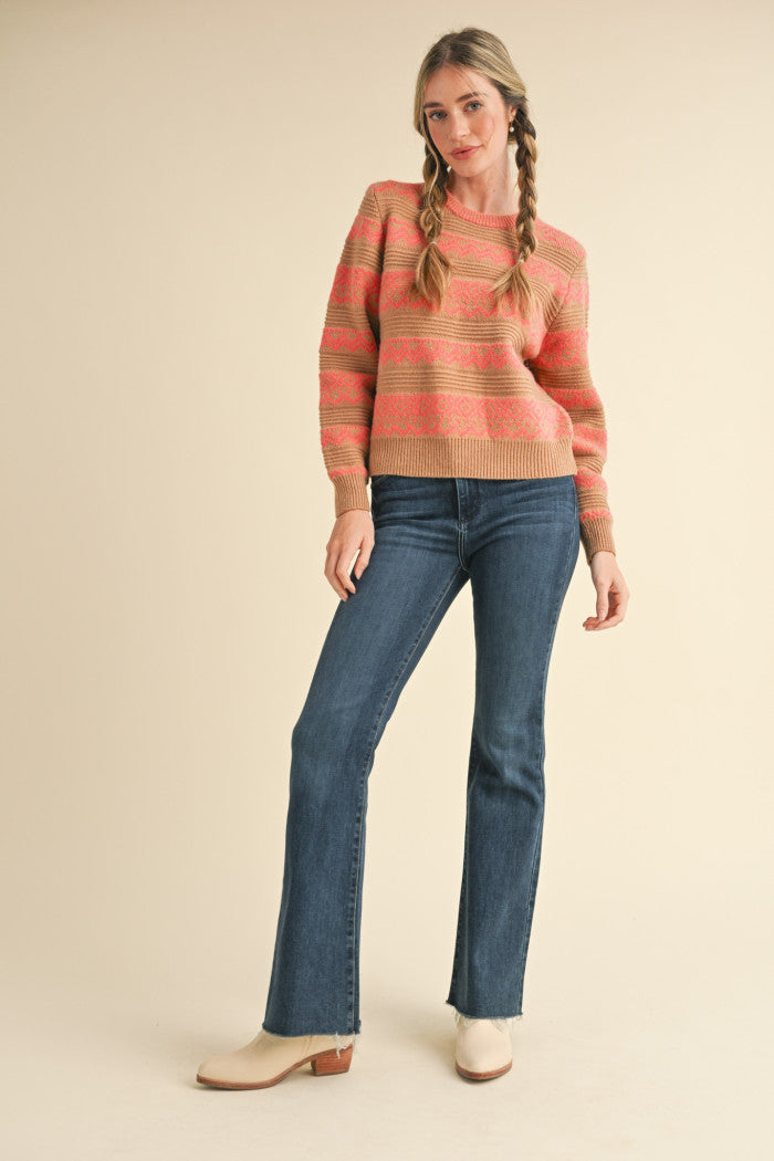 MSW10709 Geometric Striped Sweater