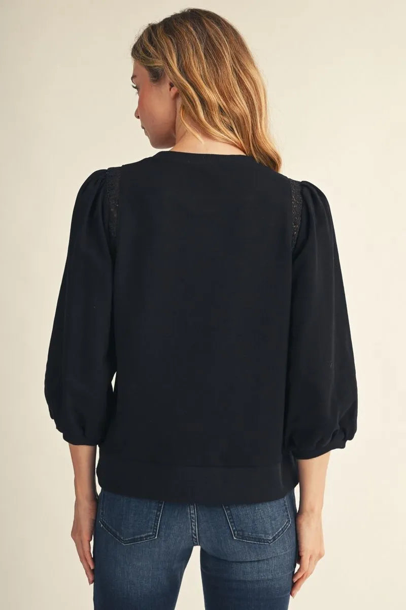 M51239 3/4 Sleeve Solid Top