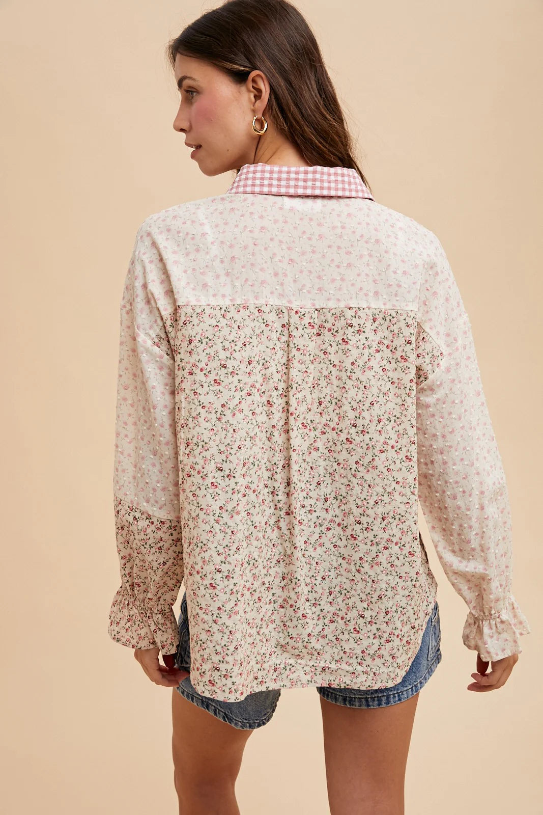 AT3070S Multi Print Colorblock Button Down Top