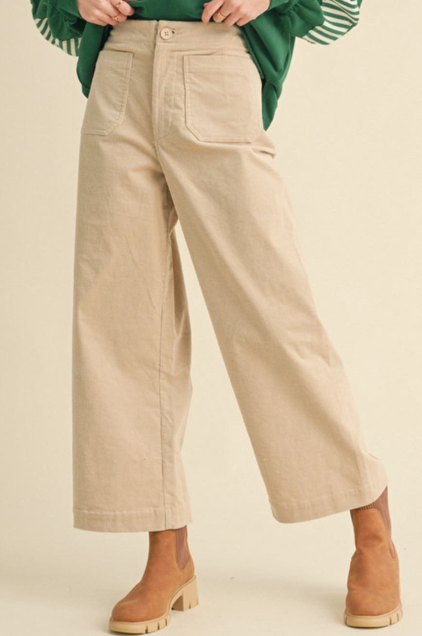 H40228-1 Solid Wide Pants