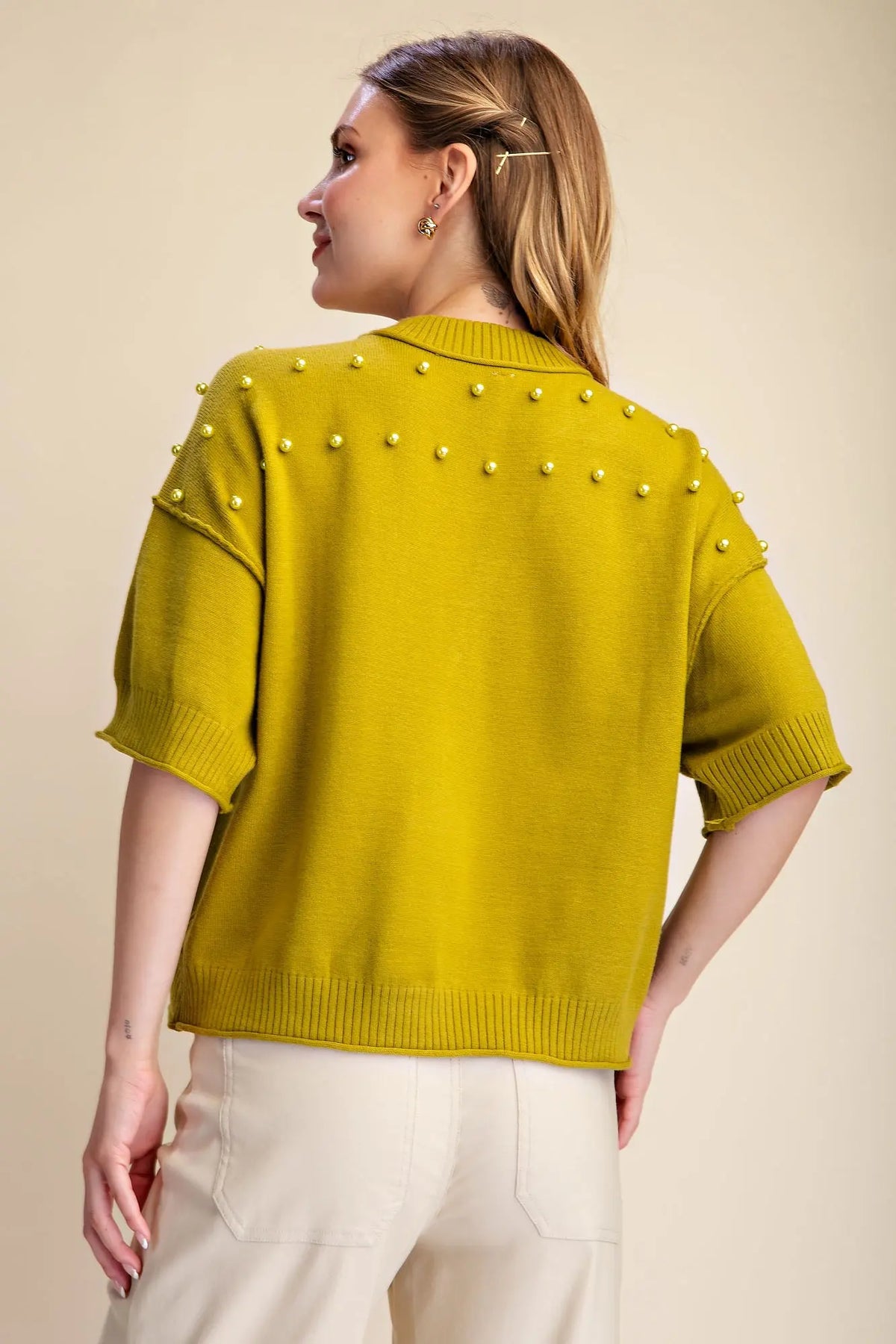 SW8233 Pearl Detail Sweater