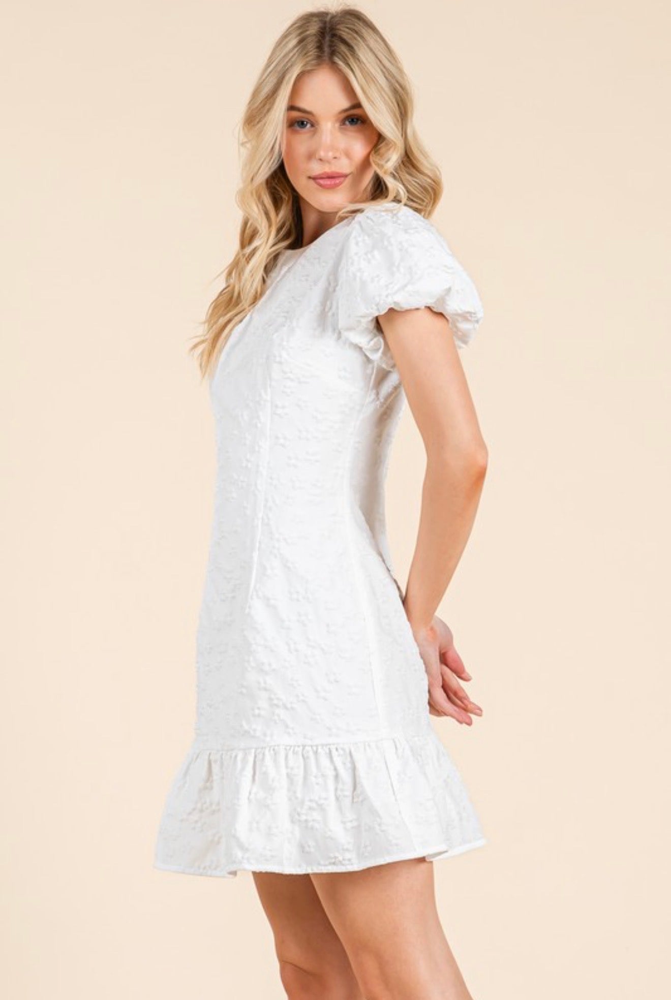 MD51672 Floral Jacquard Mini Dress