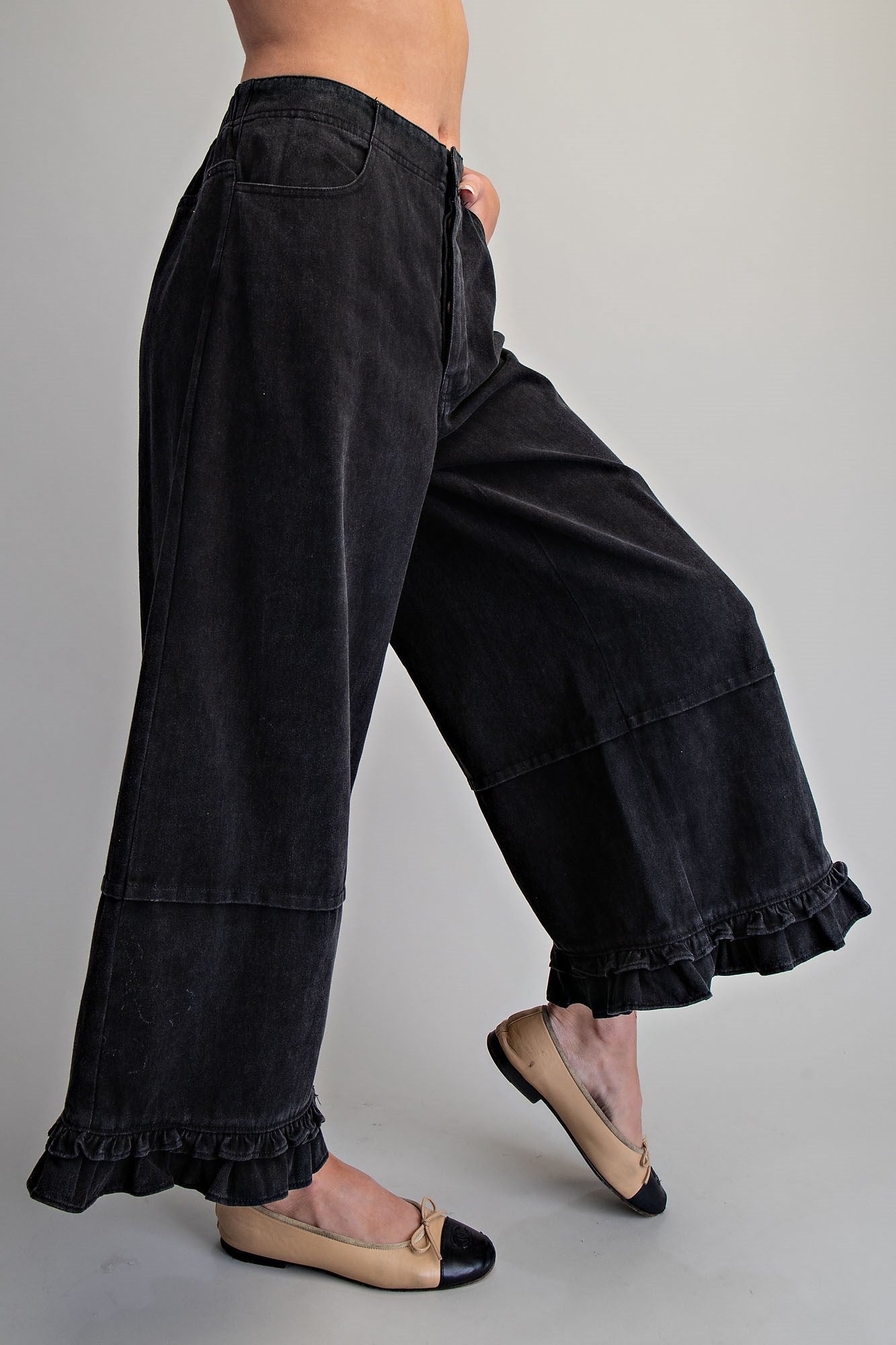 PH15714 Mineral Washed Ruffle Hem Pants