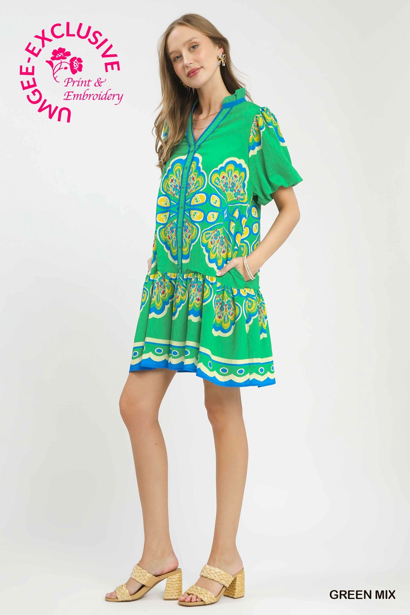 C6165 Boho Printed Mini Dress