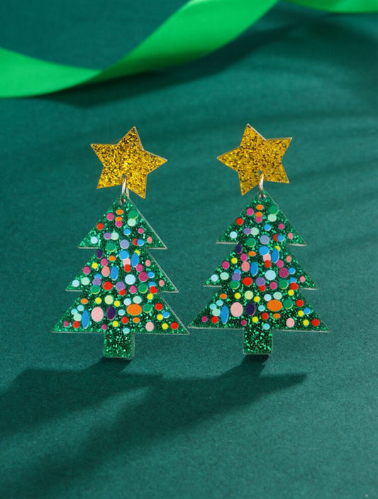 SJ230 Christmas Tree Earrings