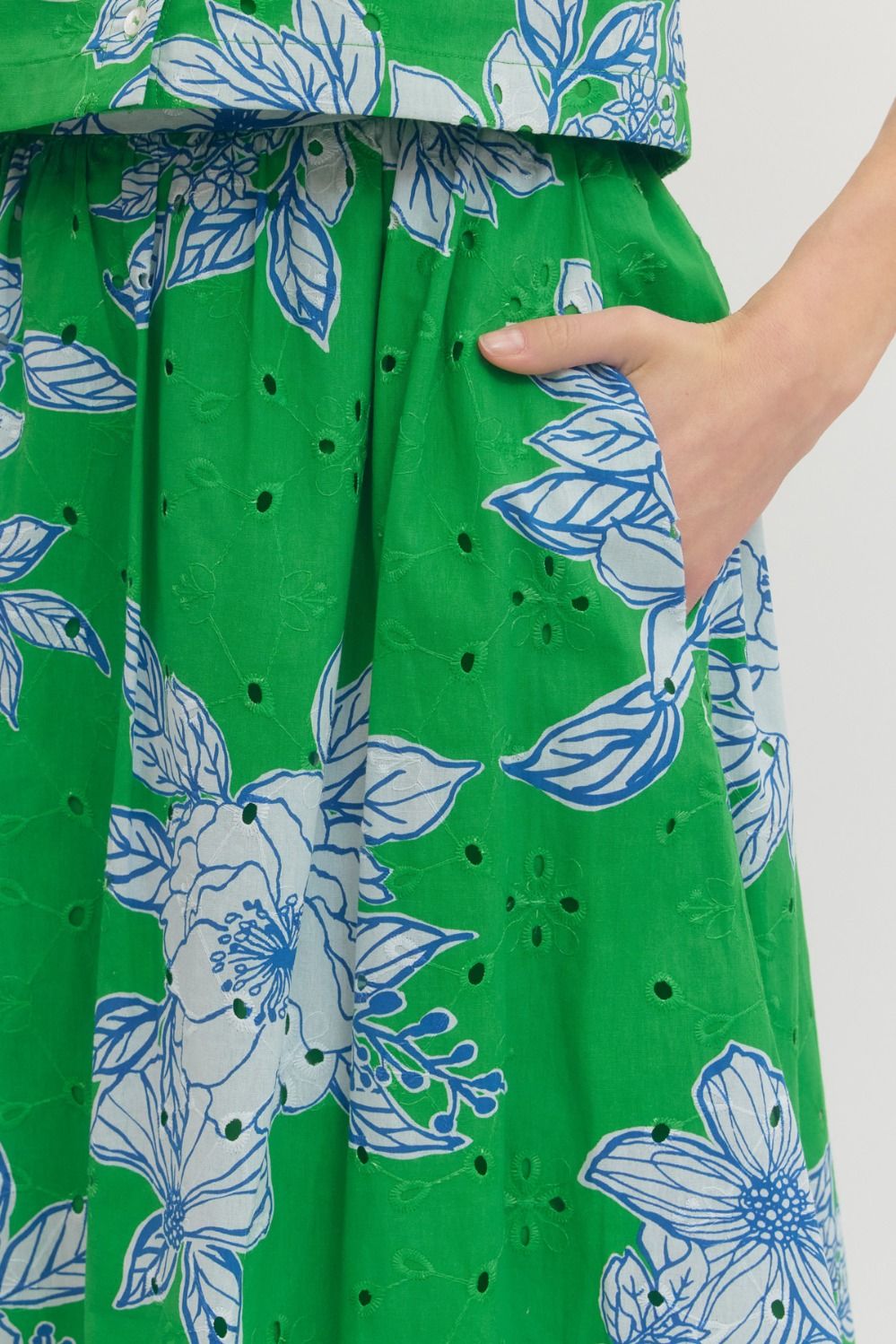 S30833 Botanical Print Midi Skirt