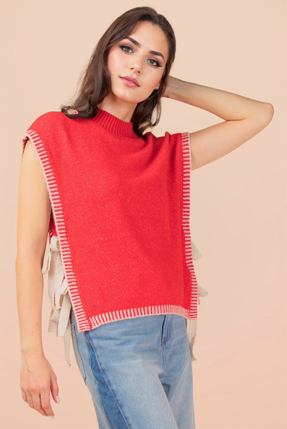 12W3547N Side Tie Sweater Vest