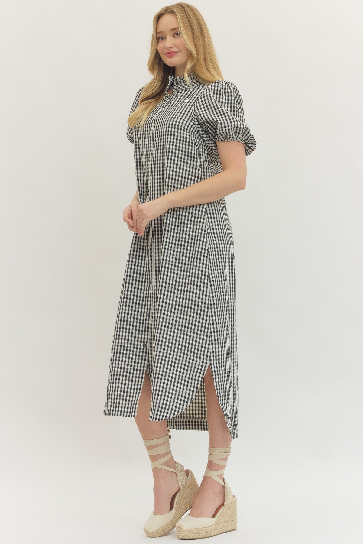 D30179 Gingham Midi Dress