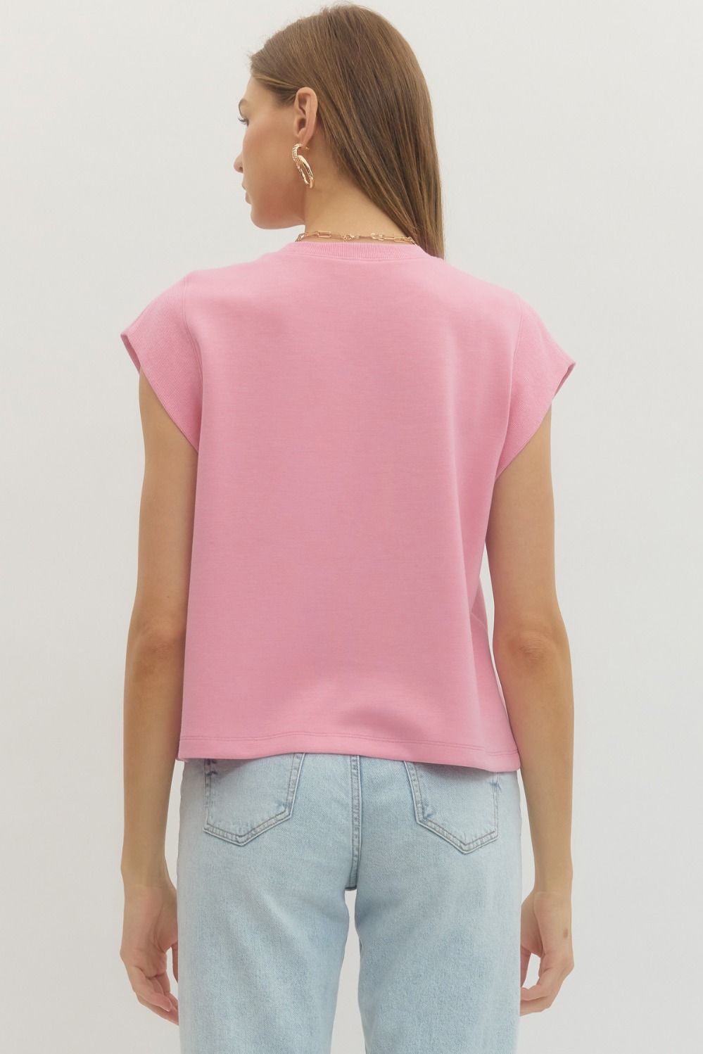 T28380 Solid Cap Sleeve Top