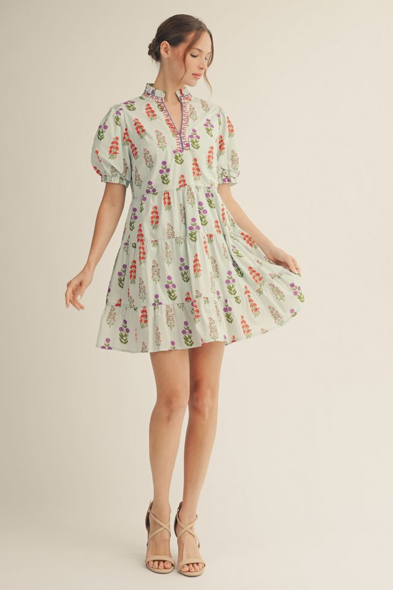 M50169 Floral Tiered Dress