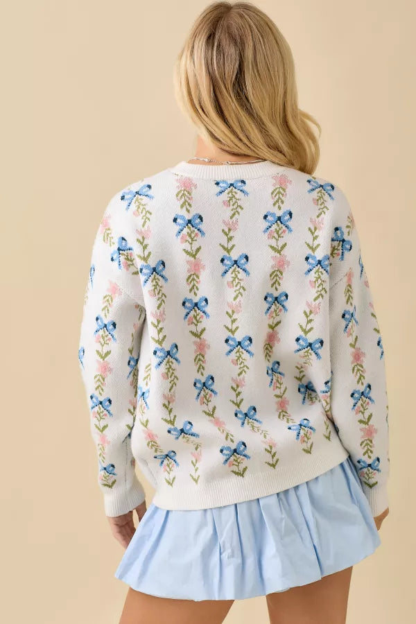 CL21006 Coquette Ribbon Bow Sweater