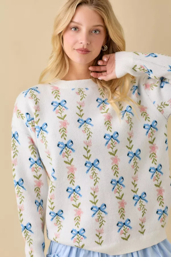 CL21006 Coquette Ribbon Bow Sweater