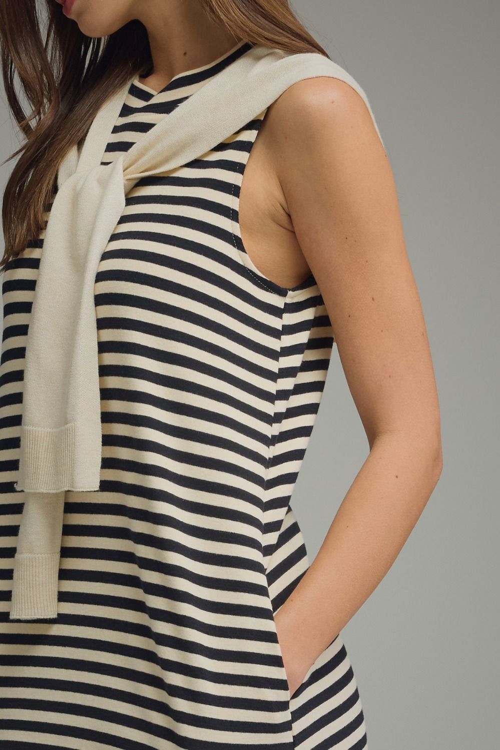 D32703 Sweater Overlay Detail Mini Dress
