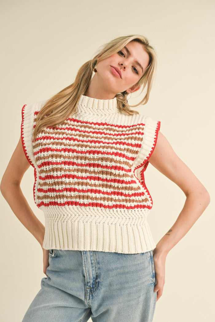 MSW10418 Mock Neck Sweater Vest
