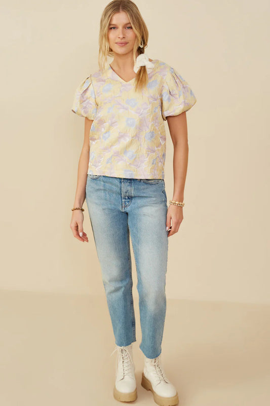 HY9211W Curvy Floral Jacquard Top