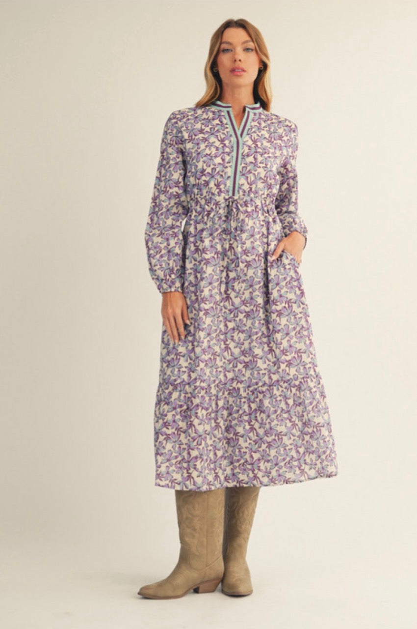 G15127 Tiered Floral Midi Dress