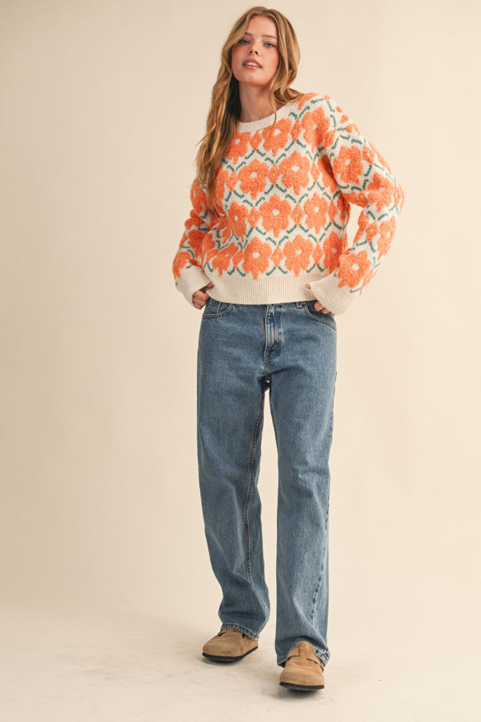 MSW11198 Fuzzy Floral Sweater
