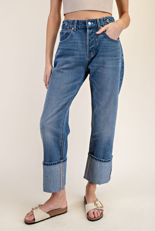 PH12506 Mineral Washed Cuffed Straight Pants