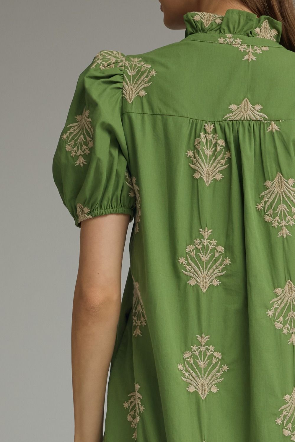 D30221 Embroidered Botanical Midi Dress