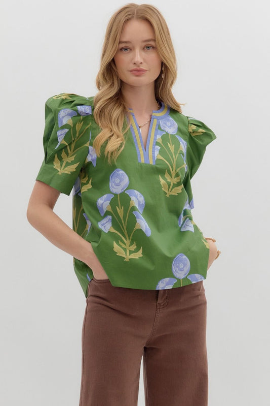 T26120 Floral Print Top