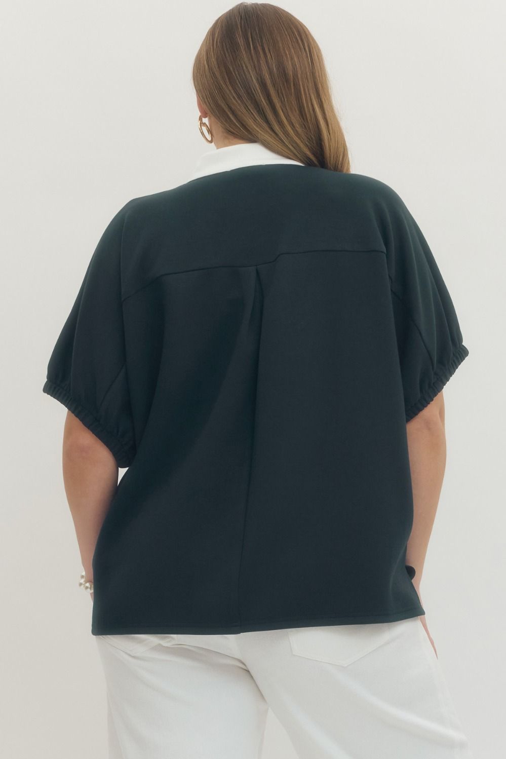 T29735P Curvy Solid Short Sleeve Top