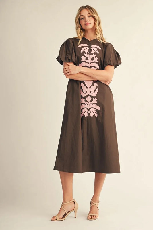 H51659 Midi Dress with Appliqué Detail