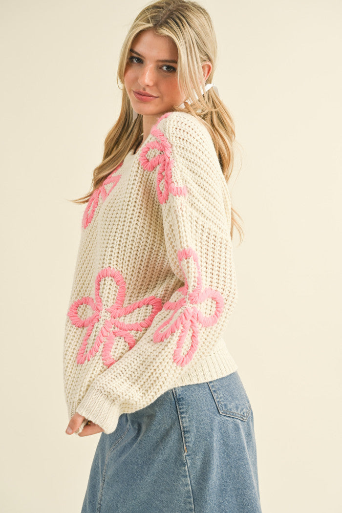 MSW10490 Floral Stitched Sweater