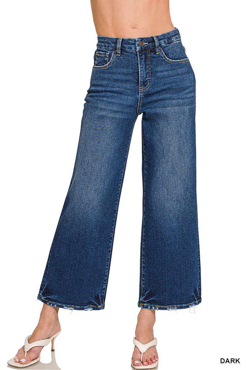 DYP-9556DD Cropped Wide Leg Denim Jeans