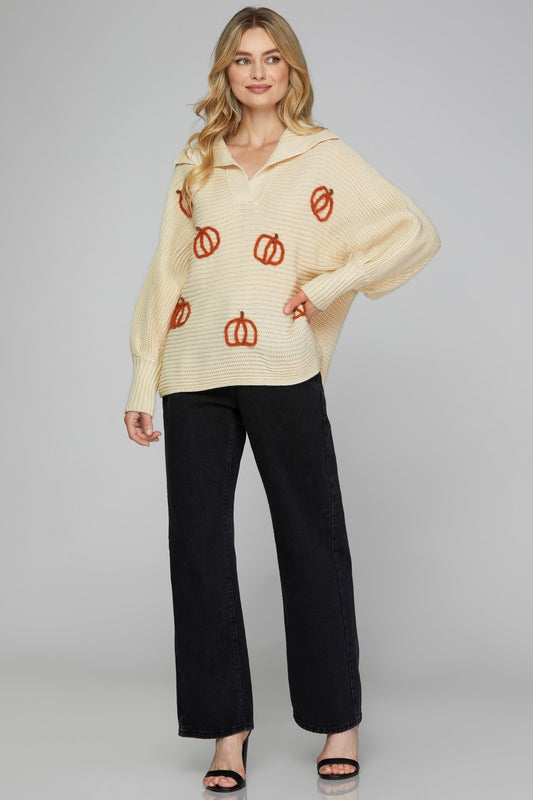 SY7883 Collared Pumpkin Sweater