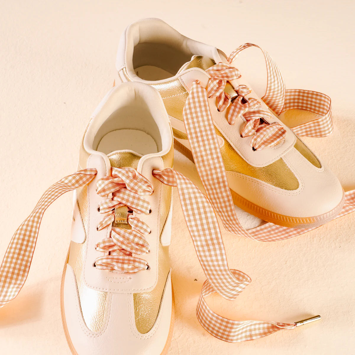 Gingham Tan Step It Up Shoelaces