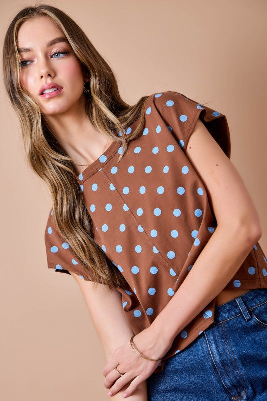 A4756 Polka Dot Back Cutout Detail Top