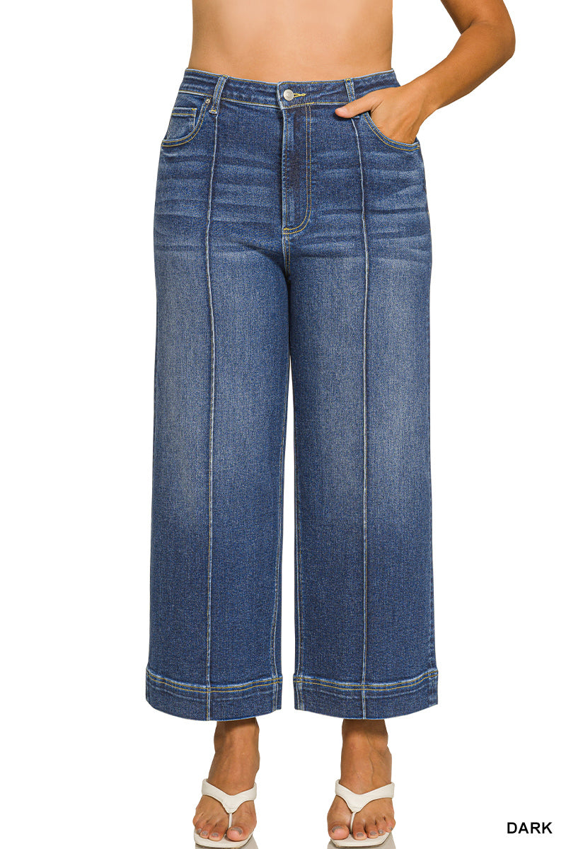 DYP-9558DDX Curvy Wide Leg Pintuck Denim Jeans