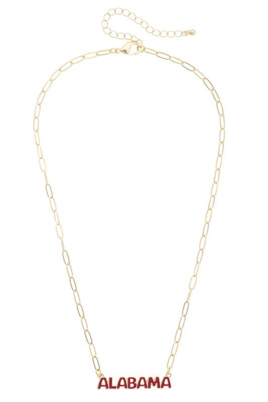 Alabama Crimson Tide Puffy Nameplate Necklace