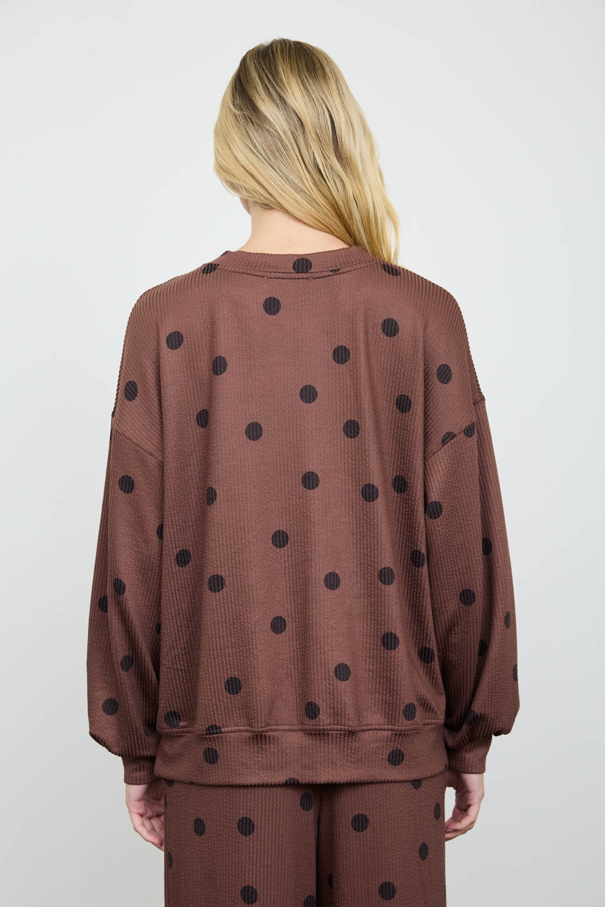 J6FX1019-T Polka Dot Textured Top