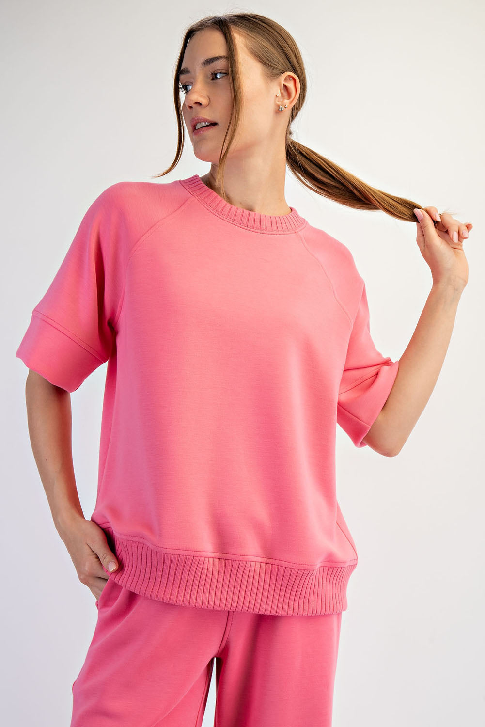 T0121 Modal Scuba Luxe Short Sleeve Top