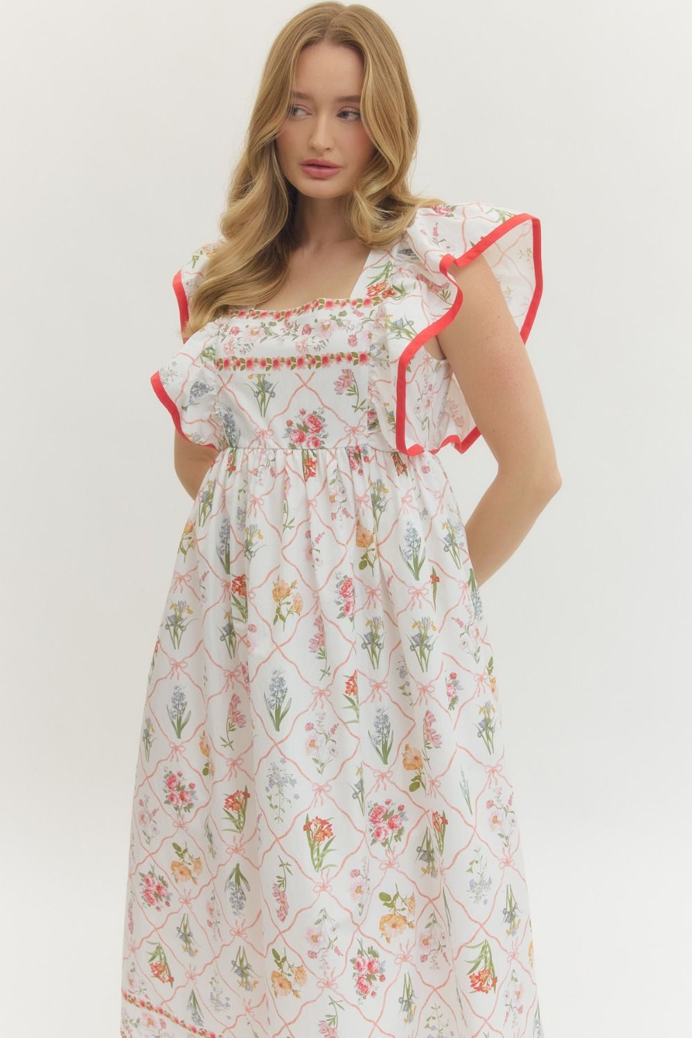 D28767 Botanical Print Midi Dress